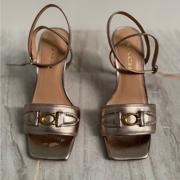 Coach Bronze Heeled Sandals - Picture 1 of 4